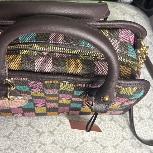 Juicy Couture Checkered Satchel with Pink Accents - Picture 4 of 10